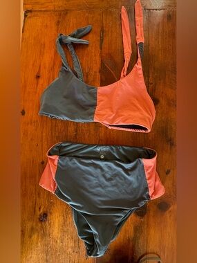 Carve Designs Coral and Slate Colorblock Bikini Set